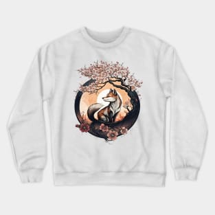 Cute Fox Japanese Cherry Blossom Flower Vintage Crewneck Sweatshirt